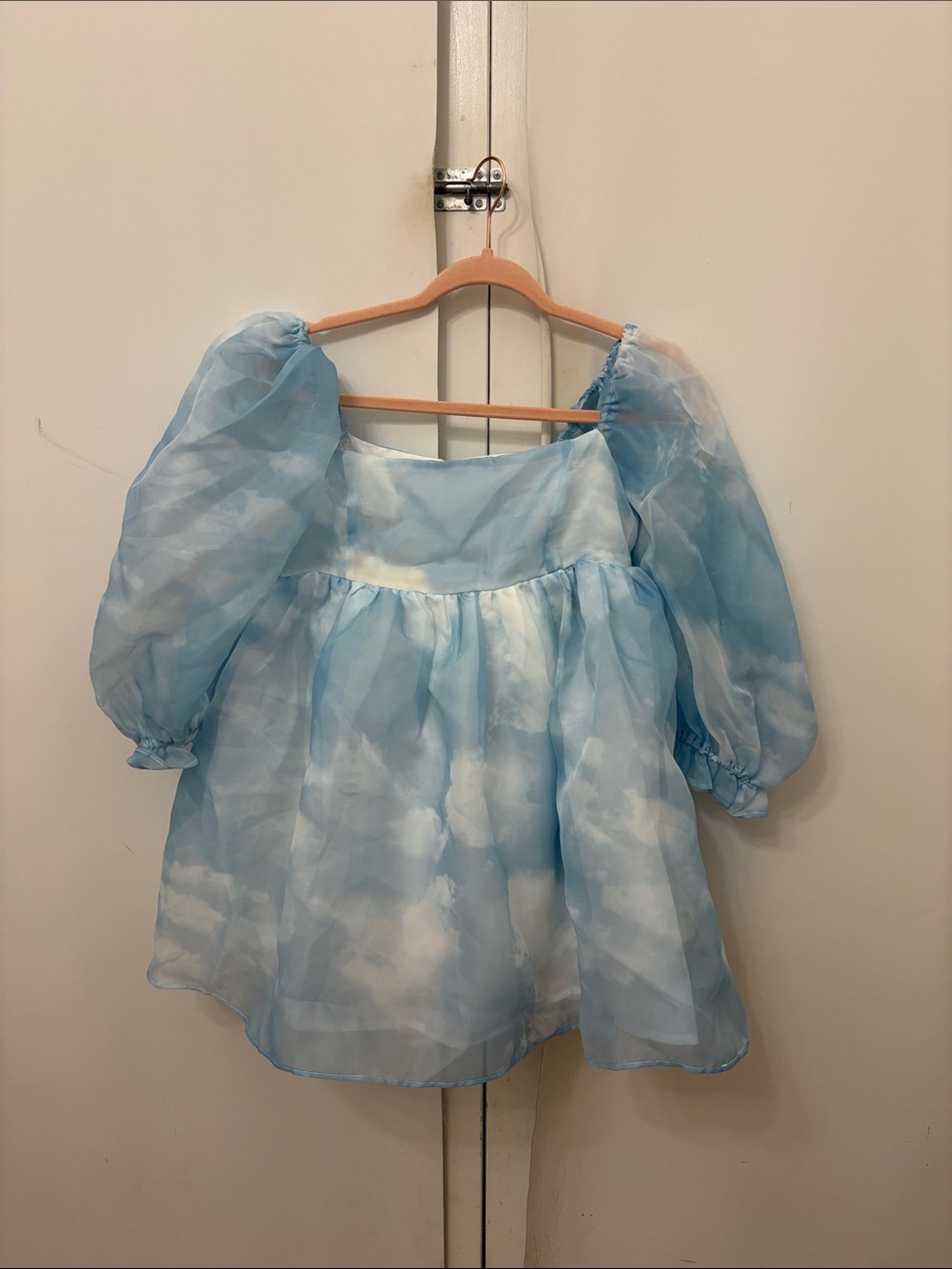 For Love Bell Light Blue Puff Sleeve Dress